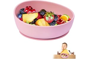 iKiKin Assiette Ventouse pour Bébé, Bols avec Ventouse, Assiette Bebe en Silicone pour Bébé et Tout petits, Sans BPA, Certifié par la FDA, Allant aux Micro ondes et Lave vaisselle (Rose)