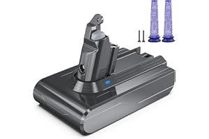 Morpilot 6500mAh Batterie pour Dyson V6 DC62 SV03 Animal Pro Fluffy Absolute Trigger Aspirateur à Main SV09 SV05 SV06 SV07 DC59 DC61 DC58 DC72 DC74 avec 2 Filtres Lavables