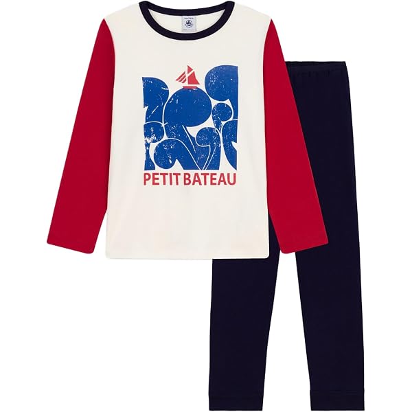 Pyjama Fille Petit Bateau Clairette - Rayures Milleraies, Côte 1x1, Confortable Pour La Nuit