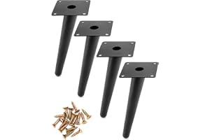 QWORK® 4 stycken möbelfötter i metall - 20 cm - med repsäkra lock - för soffa/TV-byrå/sängbord/skåp