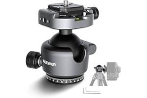 NEEWER GM41 Rótula de Bola Trípode Perfil Bajo, 40mm Adaptador de Montaje de Cámara Panorámica Metal con Placa QR Tipo Arca 1/4" Compatible con Peak Design Capture Camera Clip, 360° Swivel & 90° Tilt