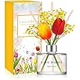 Cocod'or Tulip & Preserved Real Flower Reed Diffuser/Black Cherry / 6.7oz(200ml) / 1 Pack/Reed Diffuser Set, Oil Diffuser & Reed Diffuser Sticks, Home Decor & Office