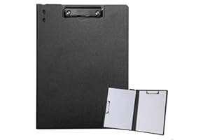 ZMREN Porte Bloc A4 Avec Pince, Porte bloc en plastique format lettre standard A4, avec double clip, pour infirmières étudiants, bureau (31,5 cm x 22,5 cm) - Noir