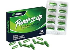 PUMP IT UP Green 1000mg | Stronger | Longer | Harder | Performance | Extra Strength Enhancing Pills, Stamina Endurance Booster Supplement Pills for Men | 10 Ginseng LIBIDO Booster Capsules