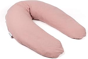 Doomoo Comfy Big Tetra Pink - Cojín para el embarazo y lactancia para dormir durante el embarazo - Alivia espalda, piernas y vientre, funda 100% orgánica y certificada Oeko-TEX, rosa