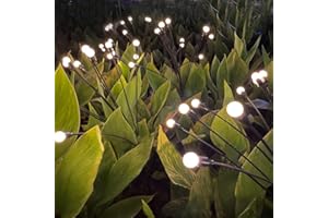 HERSANCE 4 Pack Außenbeleuchtung Glühwürmchen Solar Led Lichter, Garten Außen Wasserdicht Solarleuchten, Firefly Light Für Weihnachtsdeko, Bürgersteig, Hof, Terrasse, Dekoratio (Warmes Licht, 10 LED Lamp)