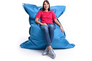 LIVEDECO - Pouf Extérieur, Outdoor, Jardin, Terrasse, Bleu Turquoise BiG52 Iron RAW