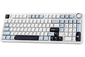 ‎EPOMAKER EPOMAKER X Aula F99 PRO klawiatura do gier, Hot Swappable niestandardowa klawiatura, 2,4 GHz/Type-C/BT5.0 klawiatura mechaniczna z baterią 8000 mAh, podświetlana RGB (niebiesko-biała, przełącznik