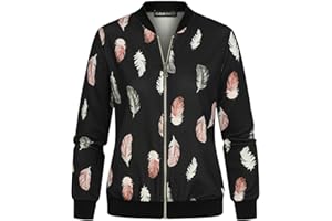 Cloud 5ive Damen Bomberjacke Blouson mit Tropical Print schwarz