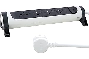 LEGRAND - Multiprise Rotative Avec Interrupteur à Voyant LED - 4 Prises Surface avec Terre - Cordon 1,5m - Blanc et Gris Foncé