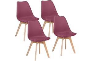 BRIGROS LA VOGLIA DI FARE WeHome - Set 4 Sedie Candice, Sedie Sala Da Pranzo O Ufficio, Sedia Ergonomica, Seduta Imbottita Con Cuscino In Similpelle, Sedie Camera, Piedi In Legno Di Faggio, Arredamento Casa (Brdeaux)