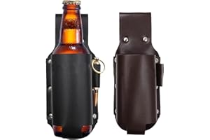 VULEVIRTUE YUforest BierHolster,2 pcs Biergürtel,Bierhalter,Bierhalter Gürtel,Schwarz Bier Holster,Bierhalter Leder,Kann um die Taille Gehängt Werden,Geeignet zum Wandern,Radfahren,Camping,Laufen,Angeln