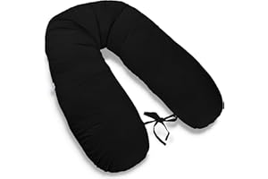 ‎EKM TRADE 170cm Groß XXL Stillkissen Schwangerschaftskissen Lagerungskissen Seitenschläferkissen mit abnehmbarem Bezug ekmTRADE (46 – Schwarz, Kissen + Bezug)