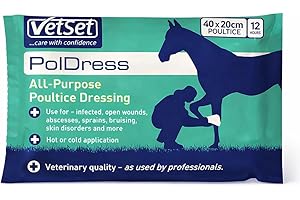 Horse Poultice Dressing | Veterinary Hoof and Wound Poultice for Horses, 40cm x 20cm | For Abscess, Swelling, Infection and Inflammation | Can Be Used Hot, Cold or Dry | PolDress by VetSet