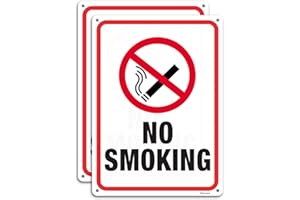 AFUVEN No Smoking Signs 10 x 7 Inches 2 pack Reflective Aluminum Anti UV Protected Metal Sign Waterproof and Durable Ink Easy to Install Indoor & Outdoor Use