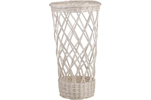 E-WICKER24 ALLES AUS WEIDE Chariot à pain, huche à pain en osier,présentoir pour baguettes ou pain long taille moyen (Osier/blanc)