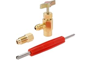 Aupoko R134A Self-Sealing Can Tap, R134A Tank Adapter and Valve Core Remover, 1/4’’ SAE Valve Refrigerant Dispenser Tool with 1/4’’ Female and 1/2’’ Male Adapter for Air Conditioner Manifold
