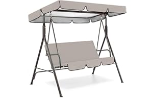 YAHBRRA Hollywoodschaukel Dachbezug Sitzbezug für Gartenstuhl: Dauerhaft Hollywoodschaukeln Ersatzdach Reißfest 210D Oxford Gewebe Anti UV Staubdicht (grau, Oberer Bezug:190*132*15cm/ Sitzbezug:150*50*10cm)
