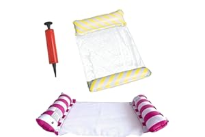 CHUNLINLAODA 2 Pack Inflatable Pool Floats Hammock for Adults with a Manual Air Pump Relaxing Pool Lounger Inflatable Hammock Water Lounge Party Toy beach Pool chair water