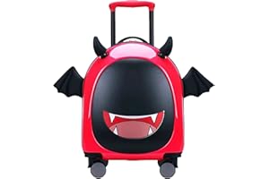 GinzaTravel Kids Carry On Suitcase with 4 Spinner Wheels, Cabin Size Children's Hand Luggage Case, Small Lightweight Hard Shell Travel Trolley for Girls and Boys, Red