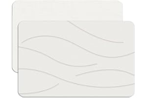 Feilifan Alfombrilla de baño de piedra, tapete de tierra de diatomeas, tapete de ducha de diatomita de secado rápido, tapetes de piedra súper absorbentes para baño, cocina, fácil de limpiar (blanco