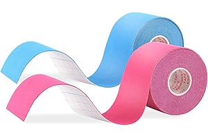 JOPHEK Kinesio tape 2 rotolo, Blue & Rosa, 5m x 5cm, Nastro kinesiologico impermeabile ed elastico, Ideale per il ginocchio, articolazioni, supporto muscolare