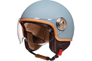GAORUTO Casco integrale Casco jet Brain - Casco jet DOT/ECE Casco moto retrò Cruiser Chopper Scooter Crash Jet Casco semiguscio per uomo Donna