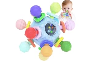 VORENUS Jouet Dentition de Bebe Naissance, Hochet Sensorielle Jeux Eveil Bebe 0-3 Mois, Hochet Montessori Cadeau Naissance Fille et Garçon 0 3 6 9 Mois 1 an-Bleu