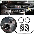 MUXEE for Kia Forte 2019-2024 5PCS ABS Carbon Fiber Center Contro Airconditioning Vent Frame Dashboard Upper Wind Outlet Cover Trims Stickers Dashboard Left Right Air Vent Outlet Trim
