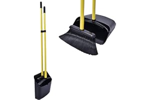 Jekayla Ensemble de balayette et Pelle à Balai, balayette et Pelle Combo avec Manche Extensible de 137 cm pour Le Nettoyage de la Maison, Noir
