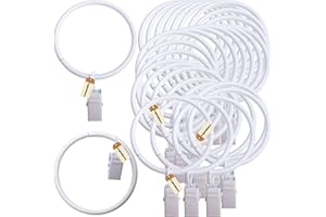 Lsgoodcare Curtain Clips with Rings White 2Inch, 30Sets Strong Metal Decorative Shower Curtain Clip Rustproof, Drapery Cafe Clip Rings