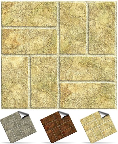 Tile Style Decals | Modell (30xTP 18 - 6in- Sandy Brick) | Mosaik Wandfliese Aufkleber für 15x15cm Fliesen | Fliesen-Aufkleber Folie | Deko-Fliesenfolie für Küche u. Bad (15cm - 30 stück, Sandsteinfarben)