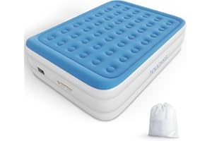 TOUCHXEL Queen Air Bed Inflatable Double Mattress with Build-in Pump and Pillow, Storage Bag Repair Patch Kit Included, Blow Up Self-inflating Airbed for Guests Camping & Home Use, 203 x 157 x 47cm