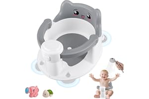 HOYIYOBI SièGe De Bain Pour BéBé, Garde-Corps RéGlable, SièGe De Baignoire AntidéRapant Pour Les BéBéS De 6 à 15 Mois, Supporte 27 Livres, 2 Jouets, Ventouses Et Design Ergonomique