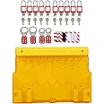 Sonew Lockout Tagout Station with Loto Devices, 10 Padlock, 20 Keys, 10 Tag, 4 Buckle Lockout Station with Cover, Lock Out Tag Out Kit, Lockout Safety Supply for Multipole Circuit Breaker Lockouts