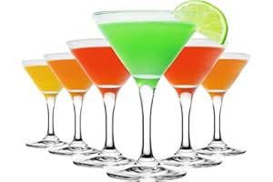 MYKAGS Lot de 6 Verres à Martini 160 ml | Verres à Cocktail Élégants en Cristal Sans Plomb | Résistants, Passe au Lave-Vaisselle, Idéal pour Fêtes, Bar et Cadeau