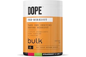 ‎BULK Bulk Dope Pre-Workout Pulver | Erdbeere Lime | 3g Creatine per Serving | 200mg Caffeine | Citrulline Malate & Arginine AKG | Beta-Alanine | Energy, Focus & Performance | 510g Supplement
