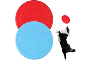 HIOIP 2 Stück Frisbee Hund, Hundefrisbee aus Natürlichem Kautschuk, Hundespielzeug Weich und Super Stabil, Hundefrisbee aus Gummi für Land und Wasser (18cm Durchmesser, Rot & Blau)