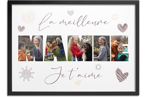 Pictalia - Cadre Personnalisable, Cadeau Fête des Grand Mères Personnalisé, Cadeau Mamie Personnalisé, Cadre Mamie, Fete des Grand Mere, Format A4, A3, A2, Texte Personnalisable