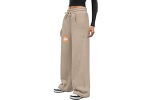 Voqeen Pantalones Chandal Mujer Invierno Termico Pantalon Deportivos con Forro Polar Casual Joggers Ancho con Puño Ajustable Largo Ropa de Casa Cálidos