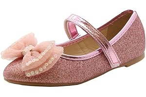 SAUTE STYLES Girls Kids Party Glitters Bow Ballet Dolly Pumps Ballerina Shoes Mary Janes Size 1-13