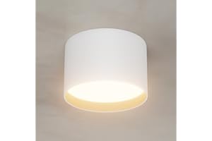 Klighten LED 12 W okrągłe reflektory sufitowe, biały reflektor powierzchniowy, nowoczesna lampa sufitowa ciepła biel 3000K, aluminiowa lampa sufitowa, IP44, 598LM, 60 x 90 mm