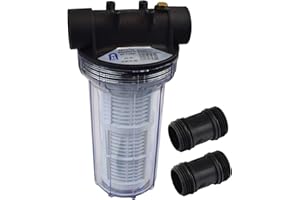 Agora-Tec - Filtro d'acqua da 2 l con pressione di esercizio di massimo 4 bar, flusso di 3000 l/h, dimensione filtro: 0,2 mm, connettori: 30,3 mm prese in ottone IG.