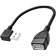 Storite 15CM USB 90 Degree USB 2.0 Extension Cable Type A Male to Female High Speed Connection, Super Fast Speed 480 Mbps Data Transfer Extender Cord for Laptop, PC - Black