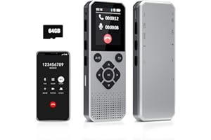 GREEMOSI 64GB Bluetooth Voice Recorder with Noise Reduction, Digital Voice Recorder with Playback, Voice Activated Recorder with 3072 kbps High Bit Rate for Interviews, Meetings, Lectures
