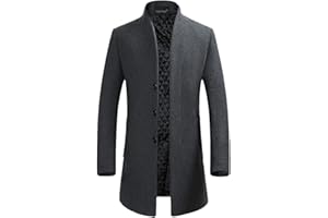 YOUTHUP Cappotto da Uomo Invernale in Lana Spessa Trench Cappotto di Media Lunghezza Slim Fit Imbottito Caldo Casual Peacoat