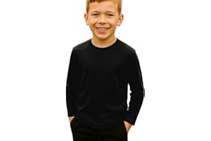 Re Tech UK - Kids Long Sleeve T Shirt for Boys and Girls | Lightweight Crewneck Tee for Layering or Everyday Wear | Plain, Stretchy, Soft Touch Top for School, Play or Lounging