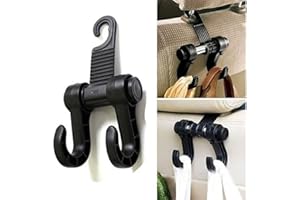 Genérico Support de siège de voiture pour sacs – Organisateur universel | Crochet pliable et multifonctionnel | Solide et résistant | Pour dossier de siège ou coffre | 1 unité avec 2 crochets