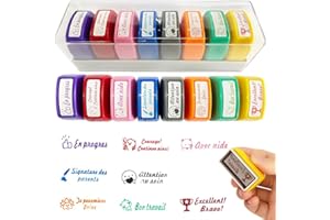 KBIBCK 8PCS Tampons Enseignants Français, Tampon Encreur pour Enfant, Tampon personnalisé vetement enfant, TamponAuto Encreur, Maitresse décole pour Cadeau Professeur et Encourager Élèves
