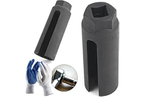 YHX-OU Oxygen Sensor Socket with Glove, 3/8(22mm) Hex, O2 Sensor Socket with Side Wire Cutout Design, Lambda Sensor Socket for Most Car(Black)
